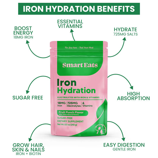 Smart Eats fruit-punch flavor dissolving in water for tasty hydration.