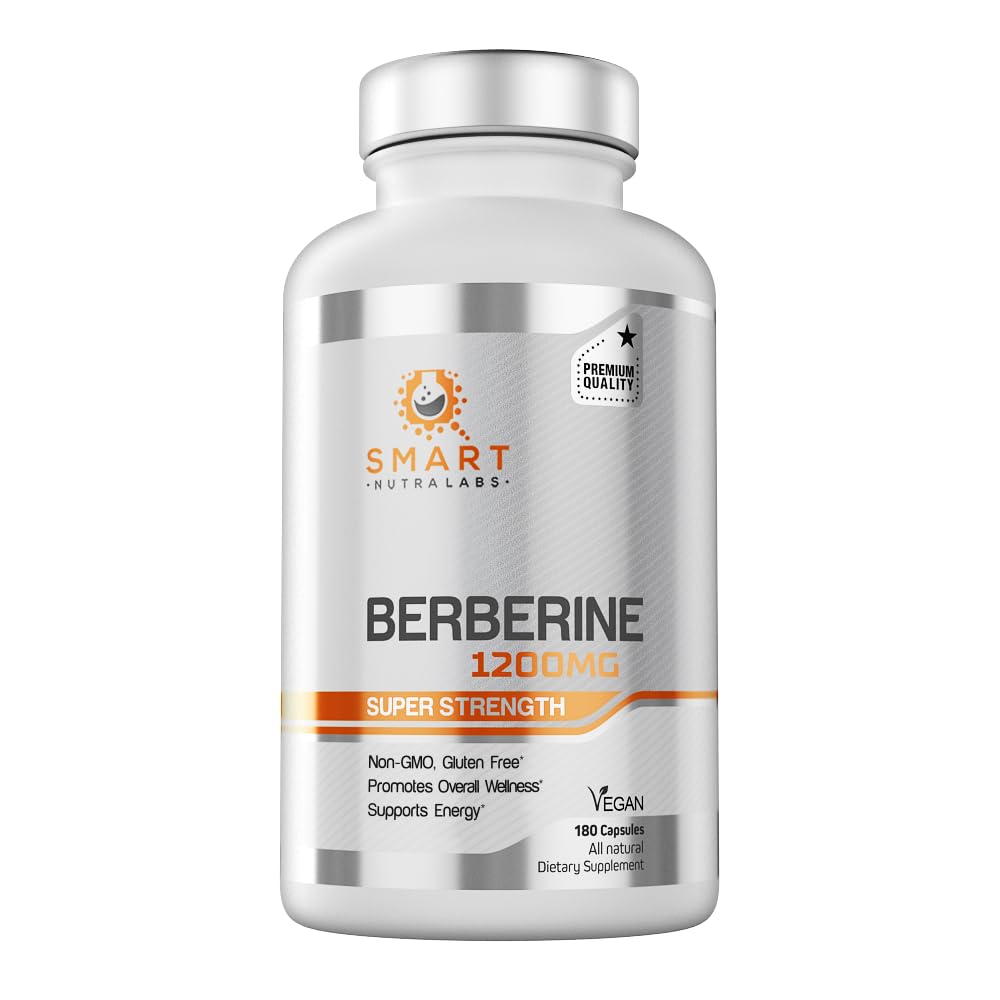 Smart Nutra Labs Berberine HCL capsules closeup in vegan form for easy consumption.