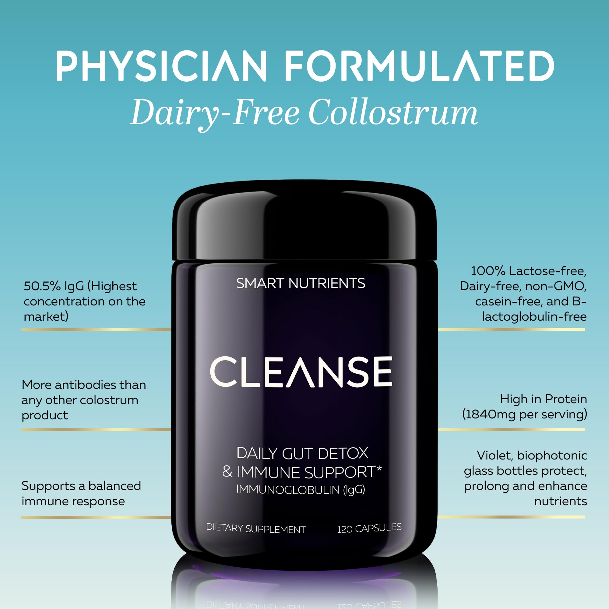 Smart Nutrients CLEANSE bottle back view with gut health information