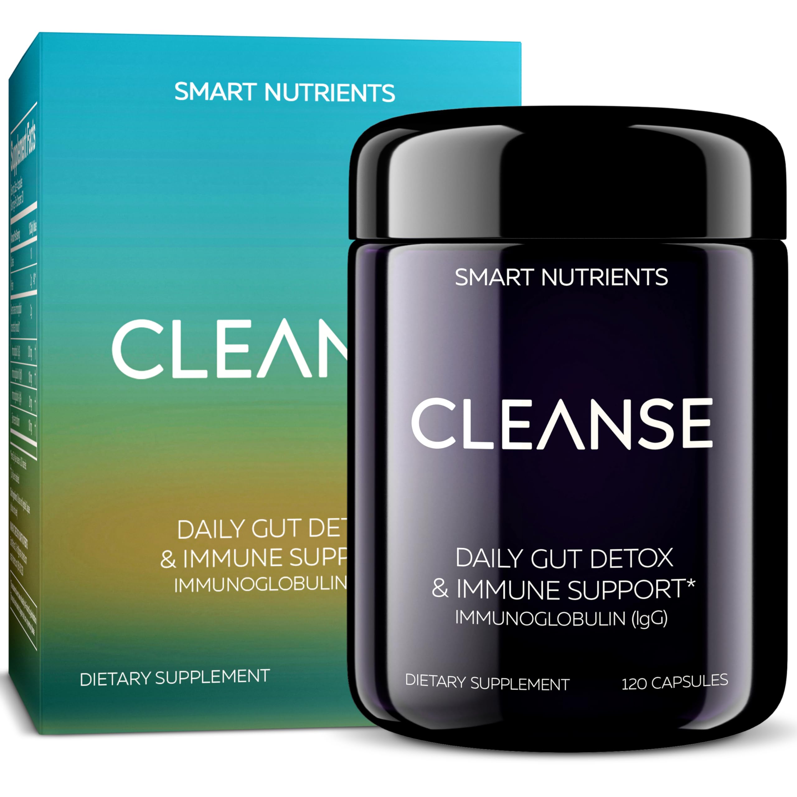 Smart Nutrients CLEANSE bottle front showing dairy-free IgG immune support.