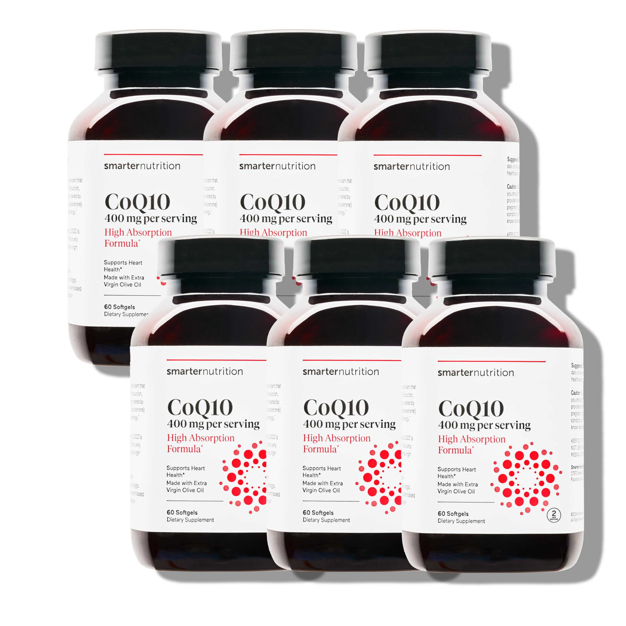 SmartenNutrition CoQ10 bottle with olive oil delivery for enhanced absorption.