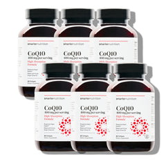 SmartenNutrition CoQ10 bottle with olive oil delivery for enhanced absorption.