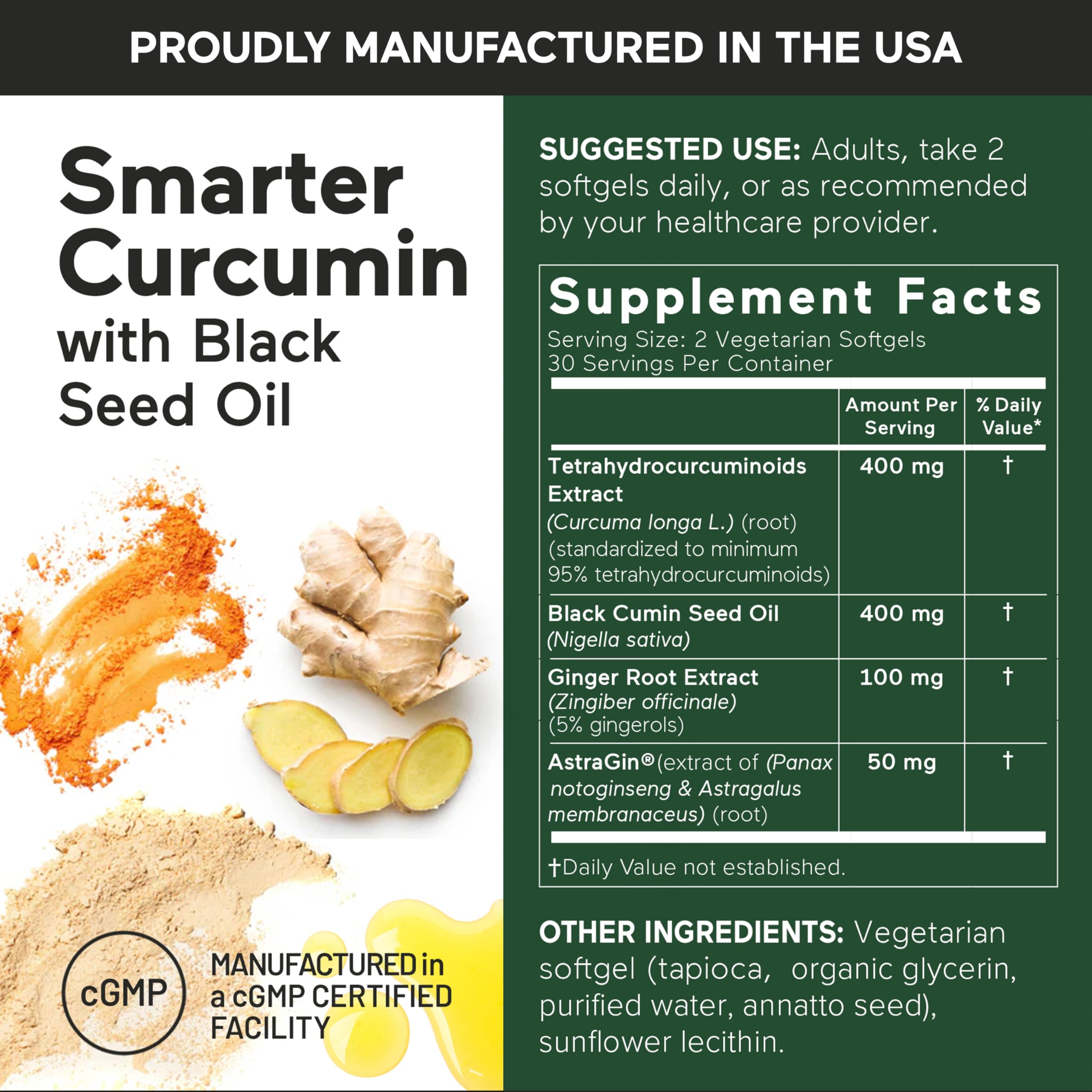 Smarternutrition Curcumin softgels packaging highlights AstraGin for better uptake.