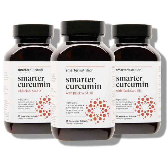 Smarternutrition Curcumin softgels bottle showcases high absorption formula for joint and immune support.