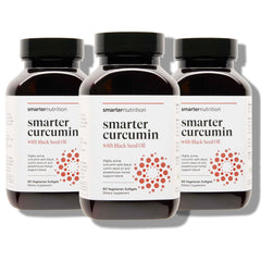 Smarternutrition Curcumin softgels bottle showcases high absorption formula for joint and immune support.
