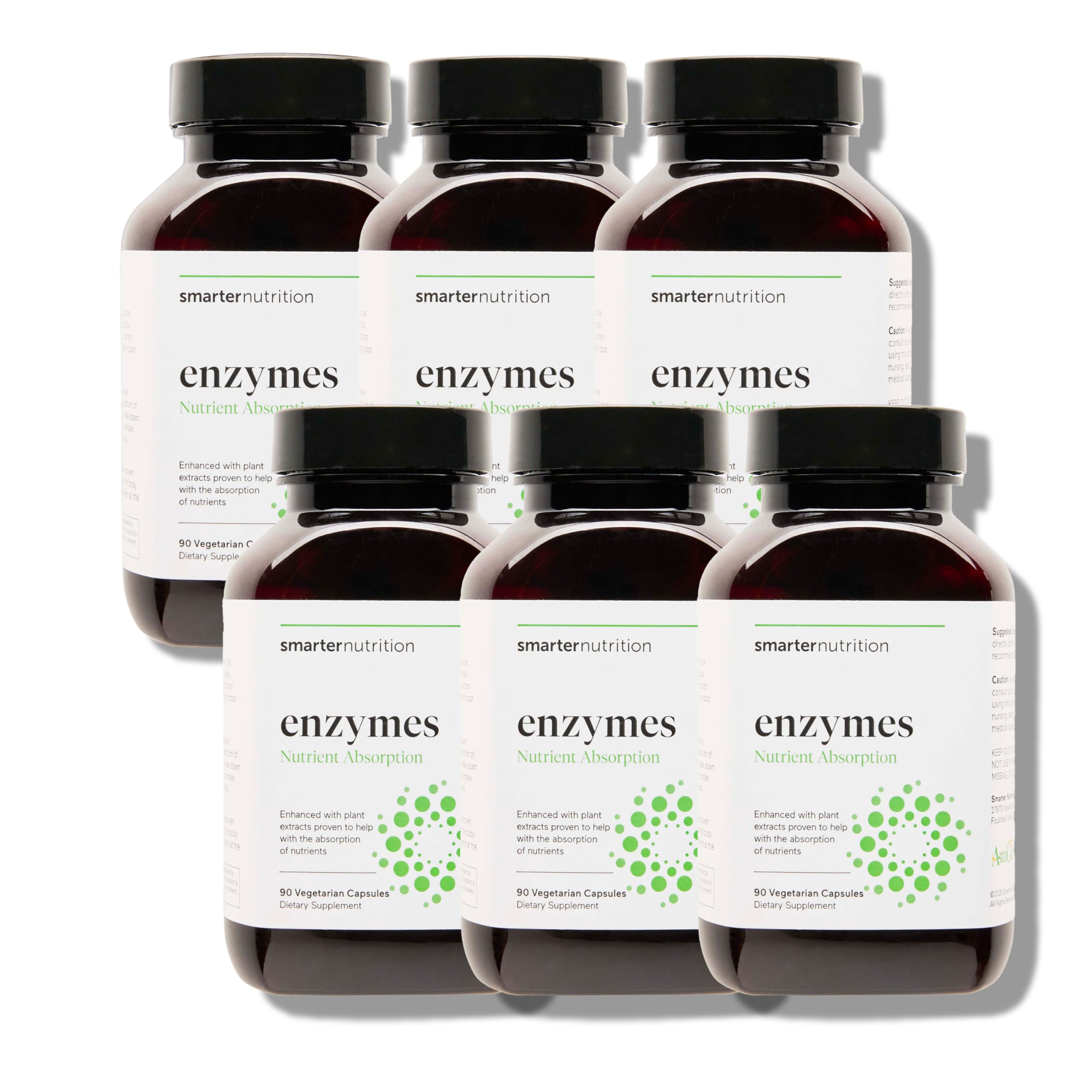 SMARTERNUTRITION Vegan Digestive Enzymes bottle shown for daily digestion support.