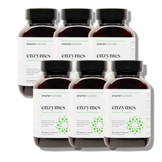 SMARTERNUTRITION Vegan Digestive Enzymes bottle shown for daily digestion support.