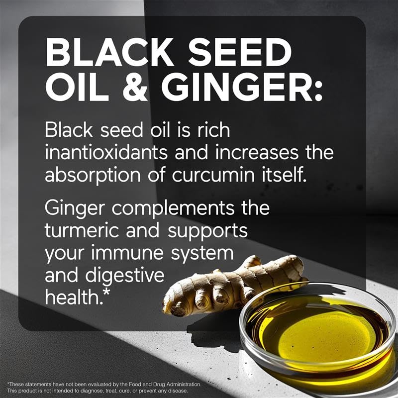 SMARTERNUTRITION Curcumin Softgels with black seed oil emphasizing antioxidant-rich formulation.