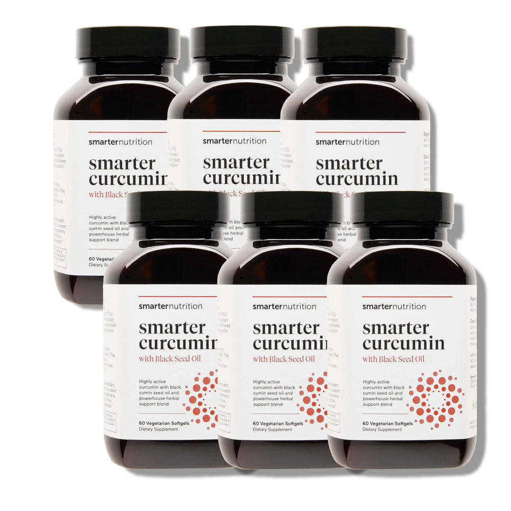 The SMARTERNUTRITION Curcumin Softgels bottle supports everyday wellness with a high-absorption formula.