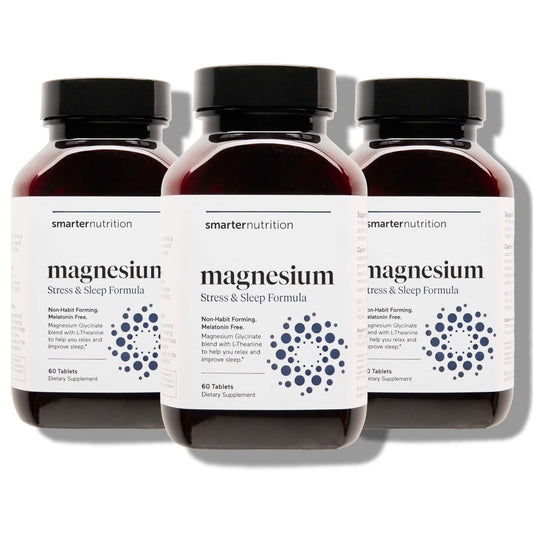 Smarter Nutrition Smarter Magnesium Complex bottle on shelf for daily sleep support