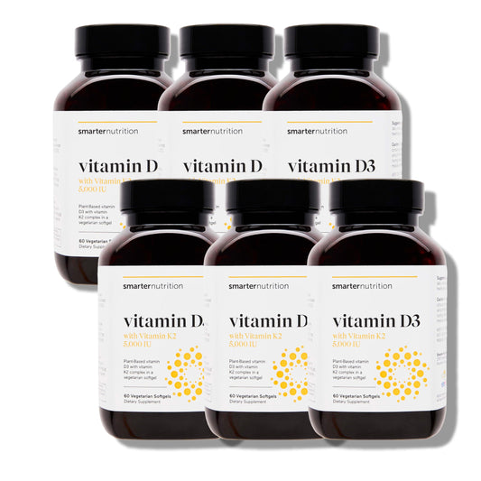 SMARTERNUTRITION vegan D3 K2 bottle front promotes immune and bone wellness