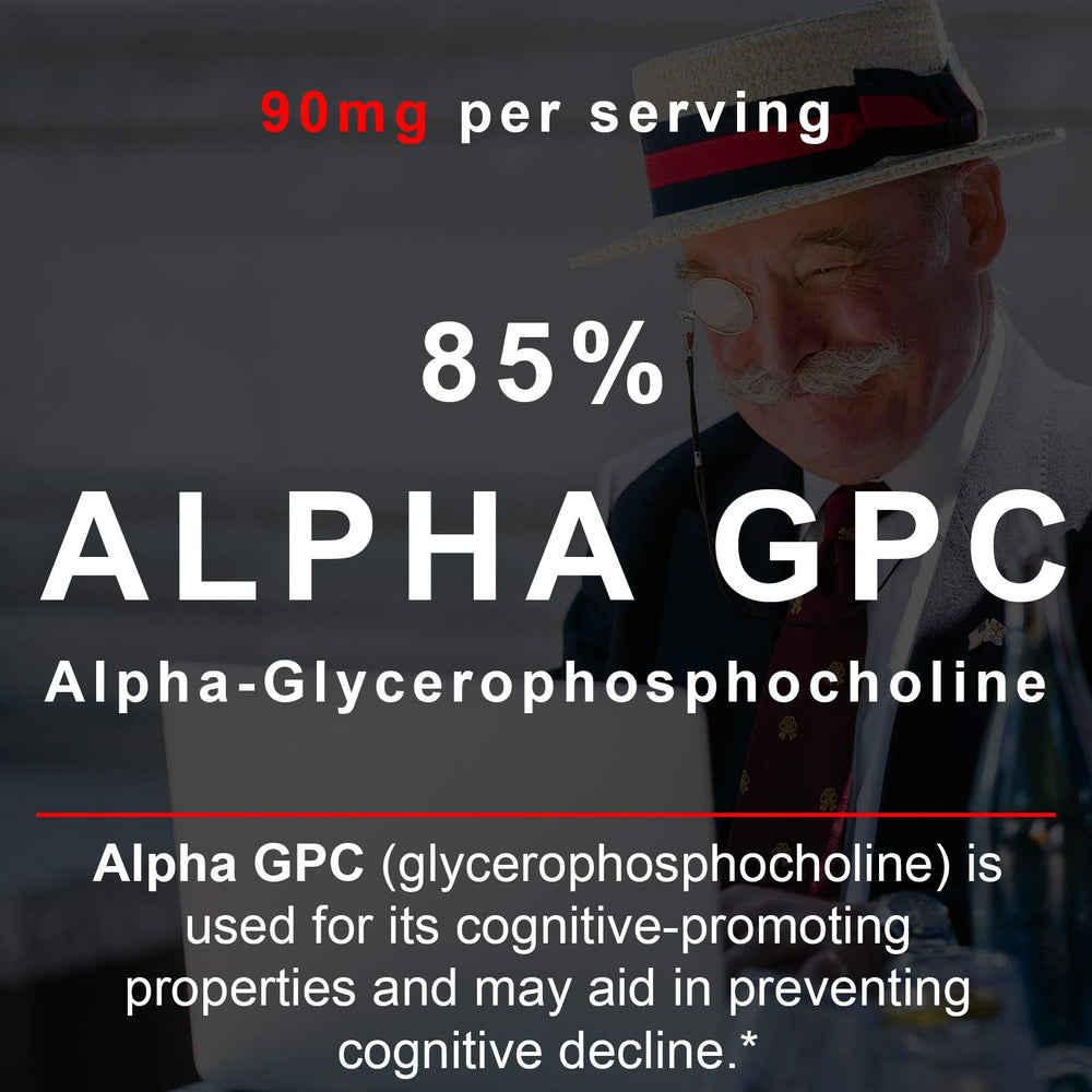 SmarterVitamins Alpha-GPC capsule detail highlighting cognitive support potential.