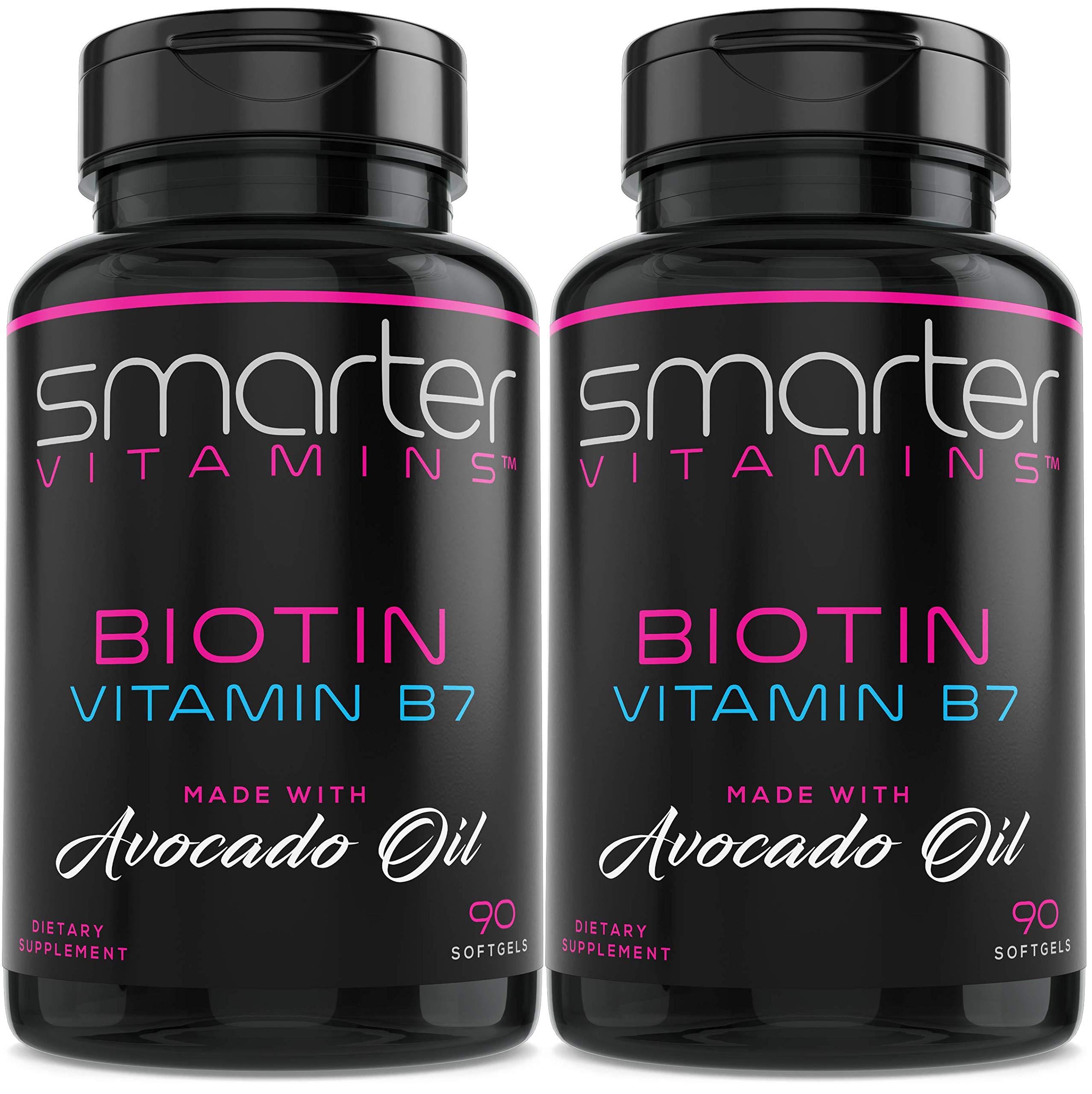 SmarterVitamins Biotin Avocado Oil Softgels 180-count bottle for daily beauty