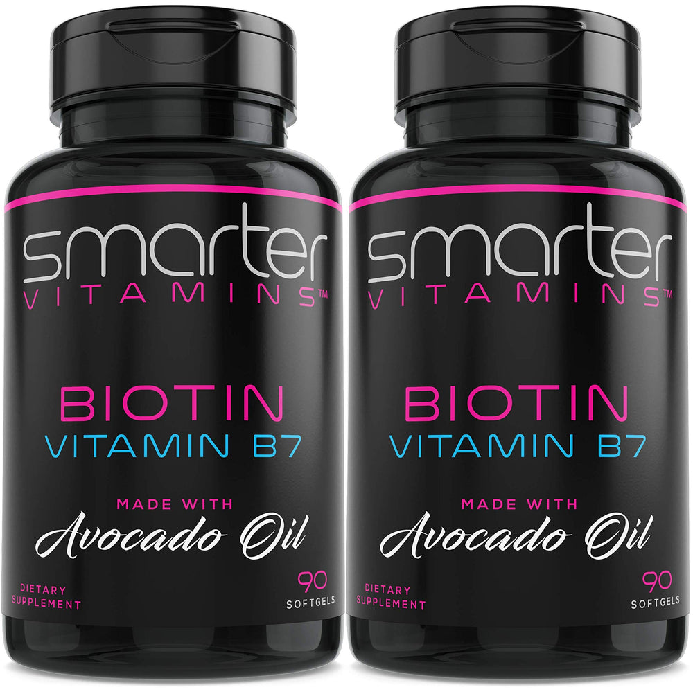 SmarterVitamins Biotin Avocado Oil Softgels 180-count bottle for daily beauty