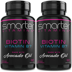 SmarterVitamins Biotin Avocado Oil Softgels 180-count bottle for daily beauty
