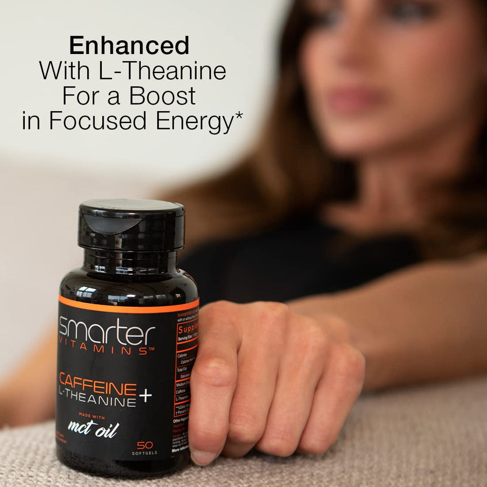 SmarterVitamins bottle with MCT oil symbol highlights fast absorption.