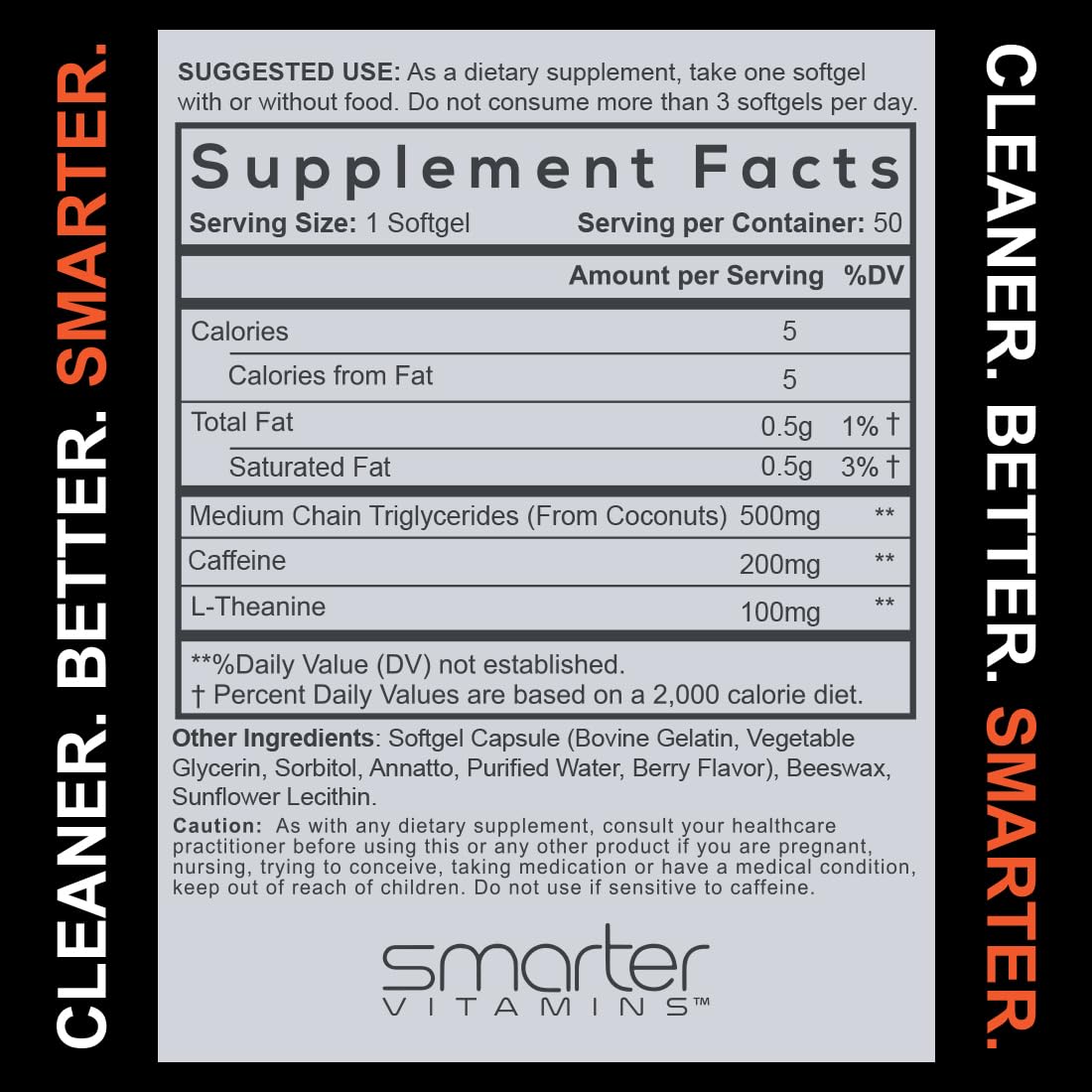 SmarterVitamins caffeine-L-Theanine ratio graphic showing 2:1 balance