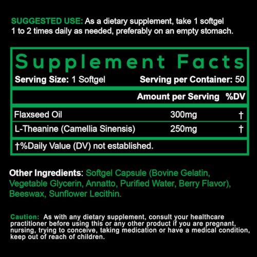 Closeup of SmarterVitamins L-Theanine softgel, easy-to-swallow daily support.