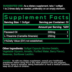 Closeup of SmarterVitamins L-Theanine softgel, easy-to-swallow daily support.