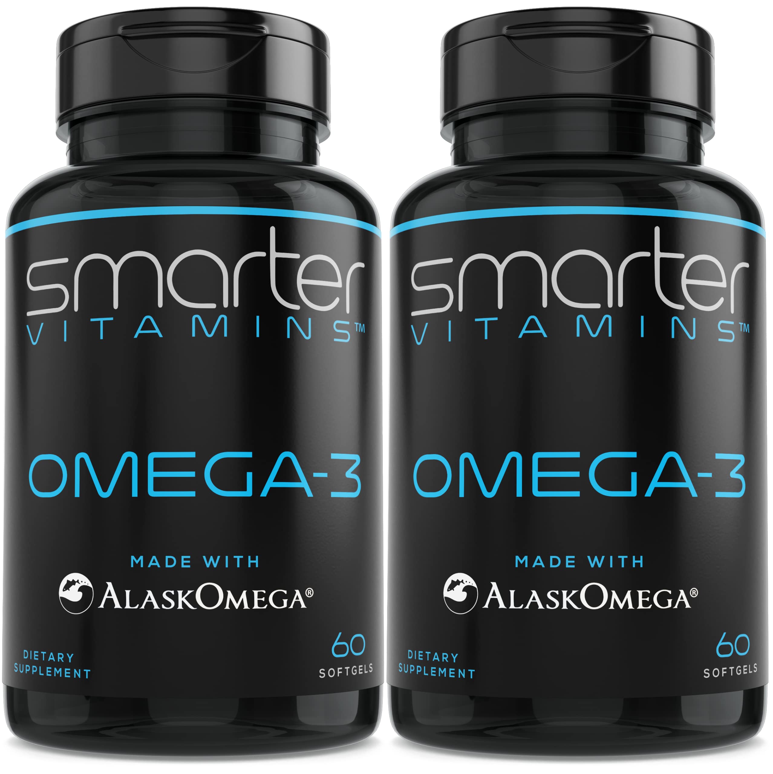SmarterVitamins Omega-3 bottle with berry flavor and burpless softgels for daily intake.