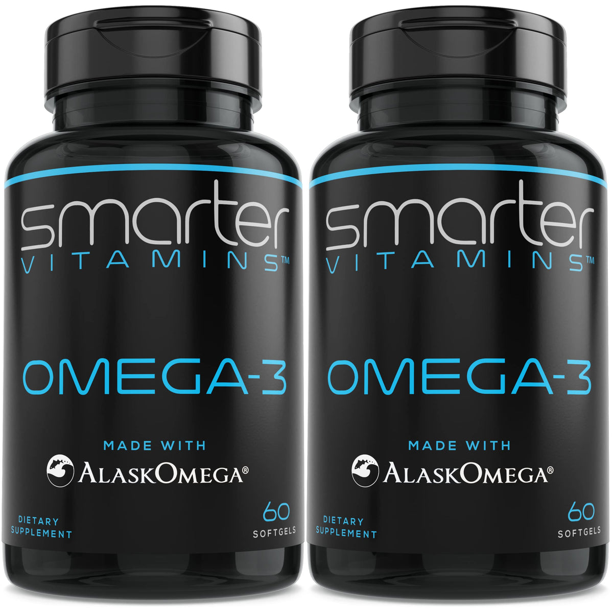 SmarterVitamins Omega-3 bottle with berry flavor and burpless softgels for daily intake.
