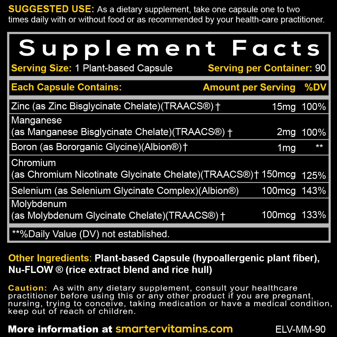 SmarterVitamins purity label closeup confirms no fillers or artificial additives