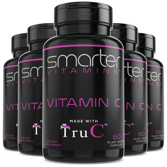 SmarterVitamins RAW Vitamin C bottle with whole-food berry blend for daily wellness.