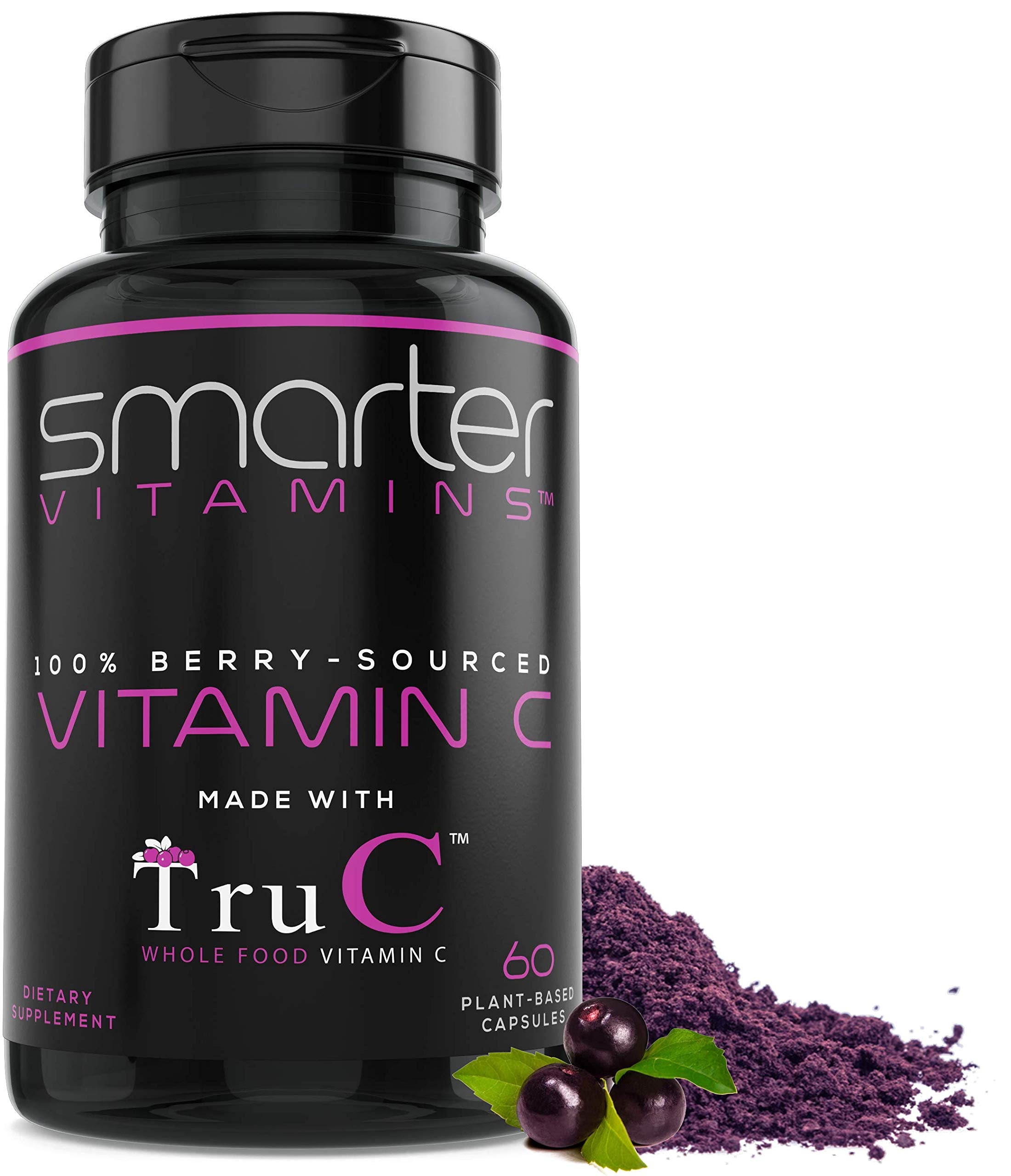 SmarterVitamins Smarter Raw Vitamin C berries bottle: plant-based vitamin C from real berries for daily wellness.