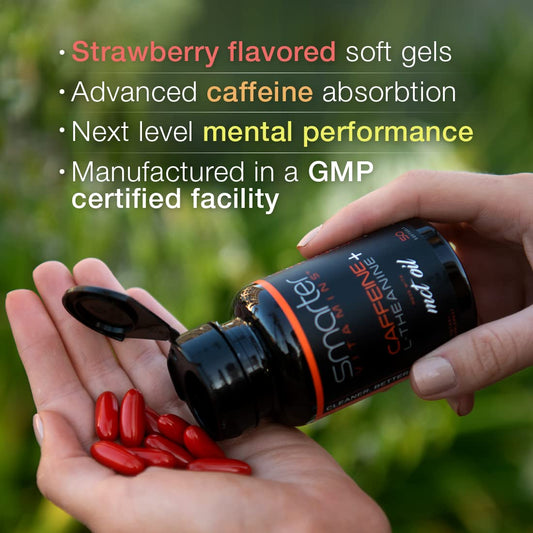 SmarterVitamins softgels closeup shows smooth absorption potential.