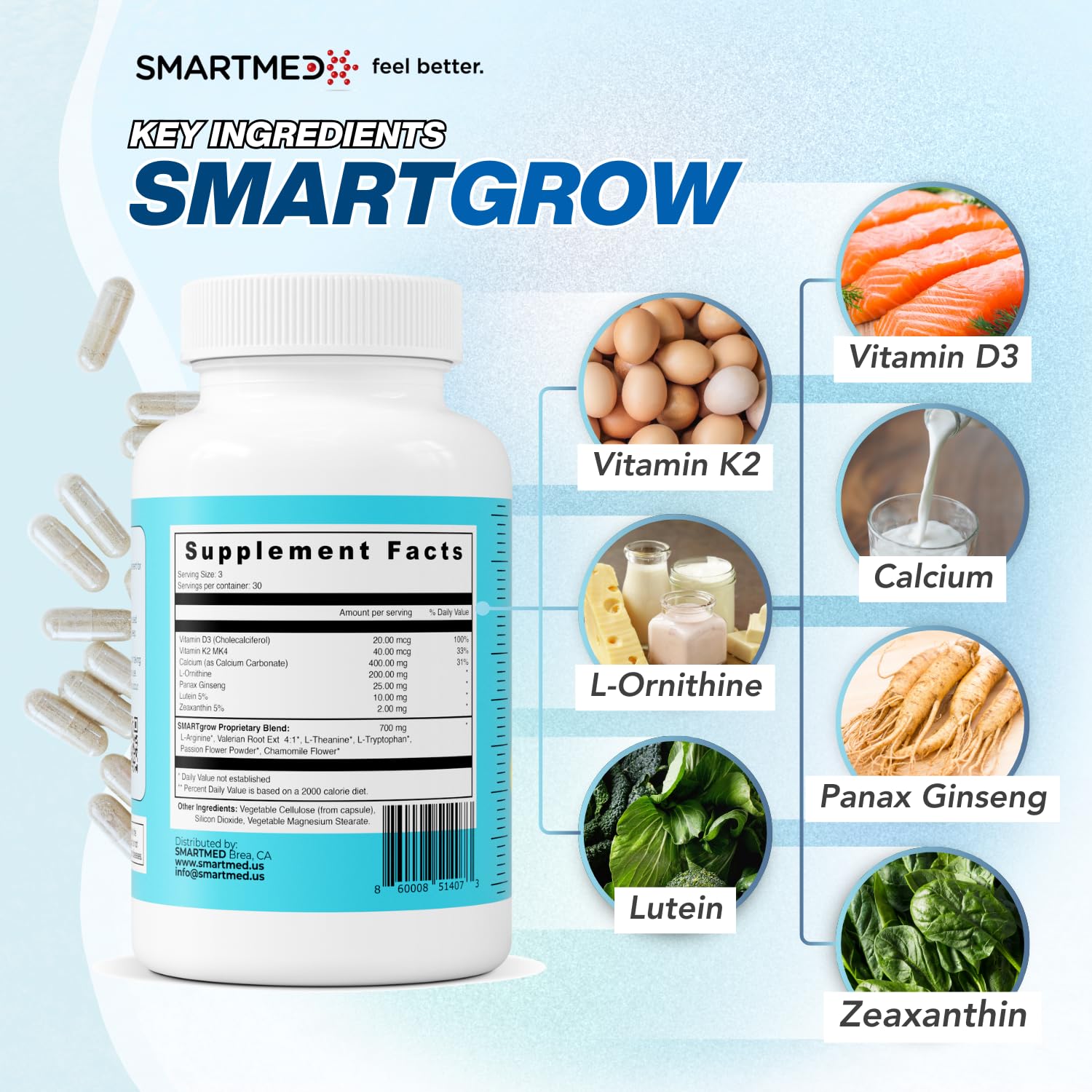 SMARTMED SMARTGROW amino acids for immune and muscle support