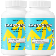 SMARTMED SMARTGROW bottle on table showing bone health support
