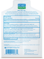 SmartMouth Clinical Rinse pack back view with label details and guarantee note.
