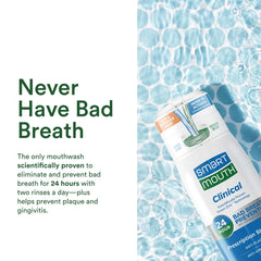 SmartMouth bottle cap twist illustrates convenient twice-daily rinse.