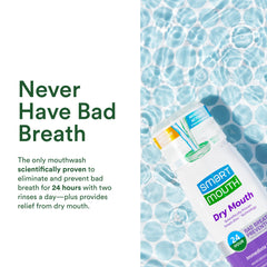 Close-up of SmartMouth mouthwash bottle showing label and features