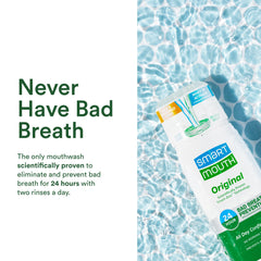 SmartMouth mouthwash splash image with minty swirl for quick fresh breath ideas