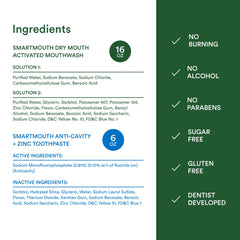 SmartMouth oral hygiene kit arranged on a bathroom counter