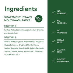 SmartMouth Original zinc-activated mouthwash packets showcasing alcohol-free formula.