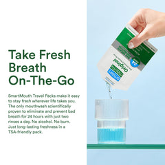 SmartMouth Original zinc-activated mouthwash single sachets ready to dispense with ease.