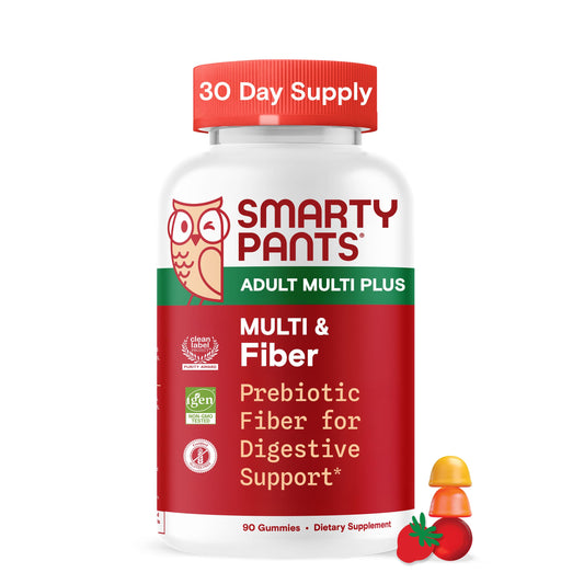 SmartyPants bottle front shows a vibrant label for daily nutrition and ease of use.