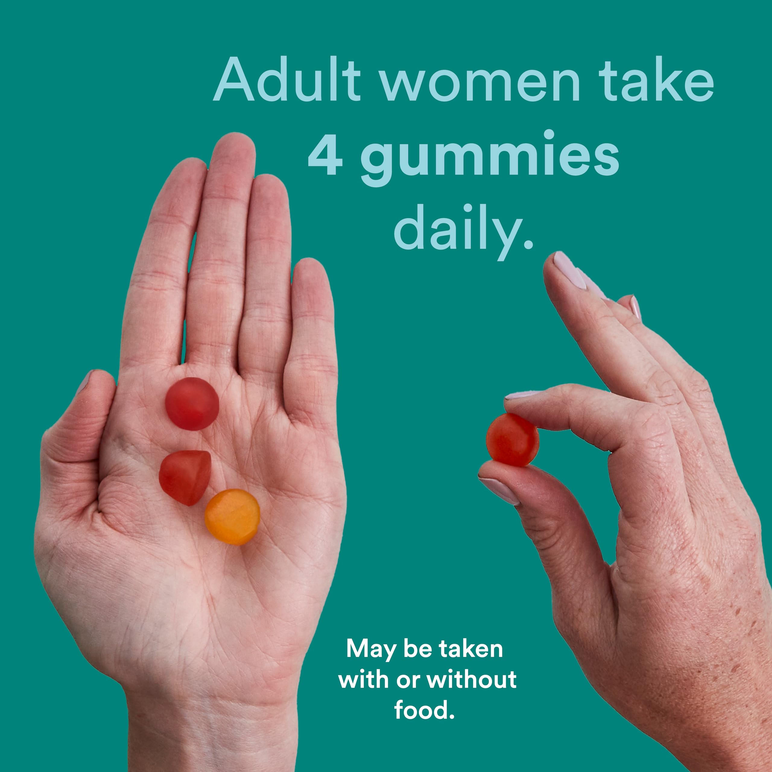 Gummies on spoon showing portion size and texture.