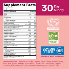 SmartyPants Women's Multivitamin Gummies flavors label with blueberry orange lemon creme.