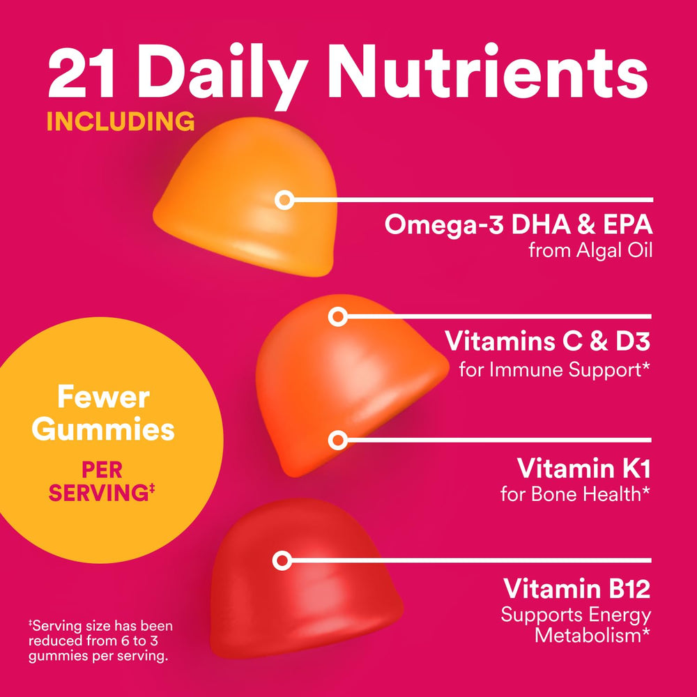 SmartyPants gummies flavor strip shows Strawberry, Orange, Lemon Creme.