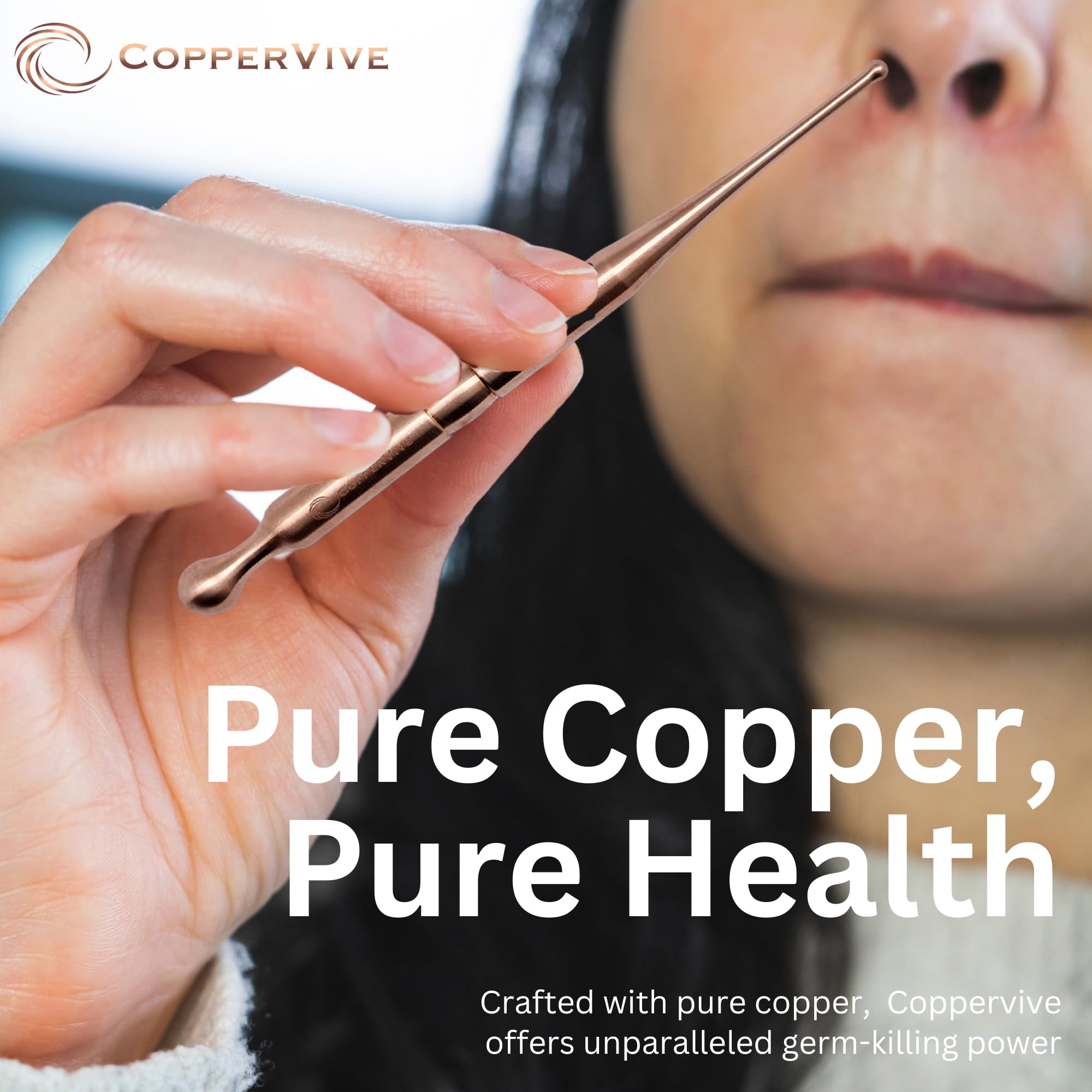 SmartYOU CopperVive face acupressure tip targets key points for relaxation.