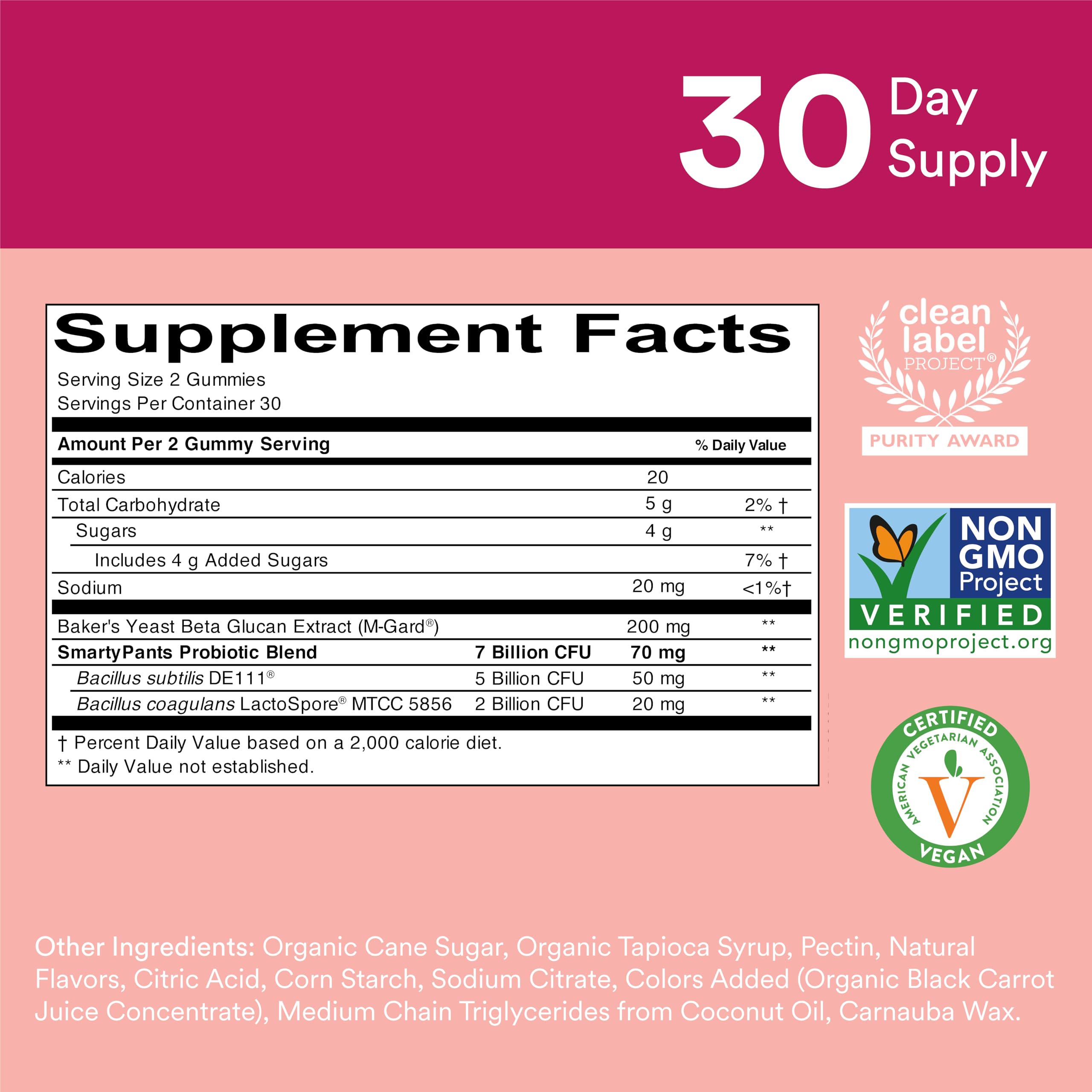 SmartyPants bottle open with gummies, convenient daily prebiotic and probiotic boost