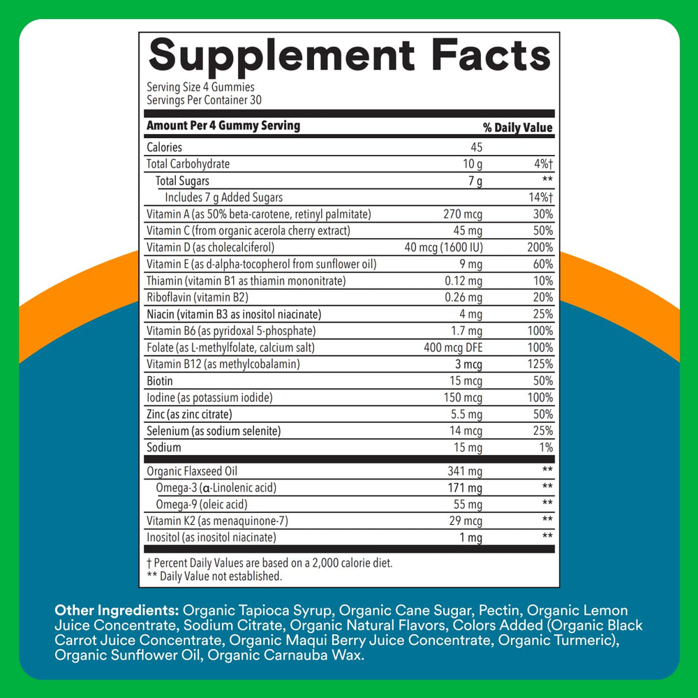 SmartyPants Organic Multivitamin label zoom with third-party testing