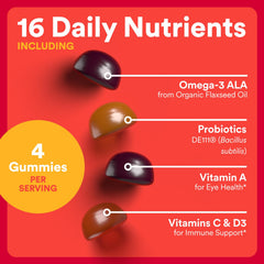 SmartyPants Organic Kids Multivitamin Gummies jar with gummies visible for tasty daily nutrition.