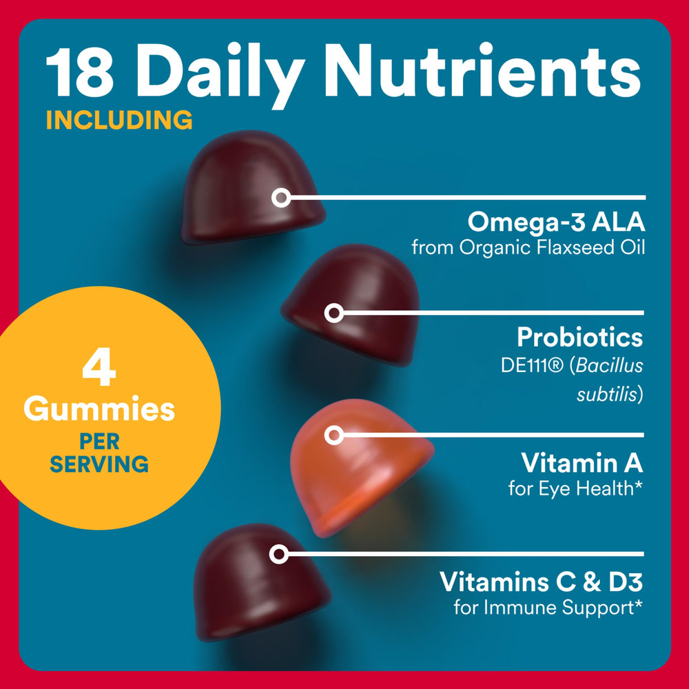 SmartyPants Organic Men’s Multivitamin Gummies with probiotics highlighted on packaging