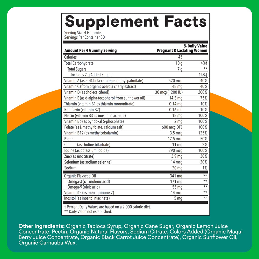 Closeup of SmartyPants Prenatal gummies highlighting delicious texture and nutrient blend.