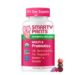 SmartyPants Organic Women's Multivitamin Gummies bottle for daily energy and balance