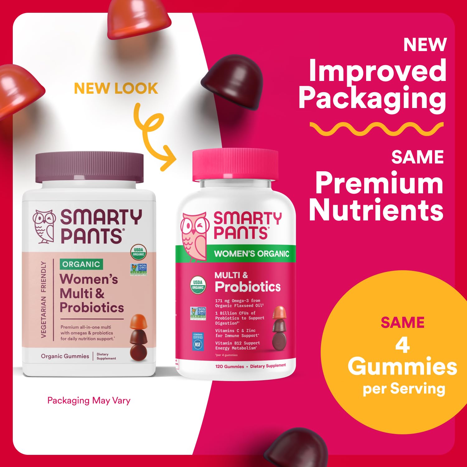 SmartyPants Organic Women's Multivitamin Gummies raspberry close-up